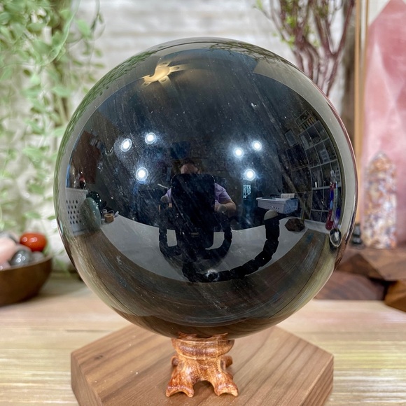 0518 HUGE!!! Silver Sheen Obsidian Crystal Sphere - Double XL 5-1/2 Pounds - Picture 11 of 11